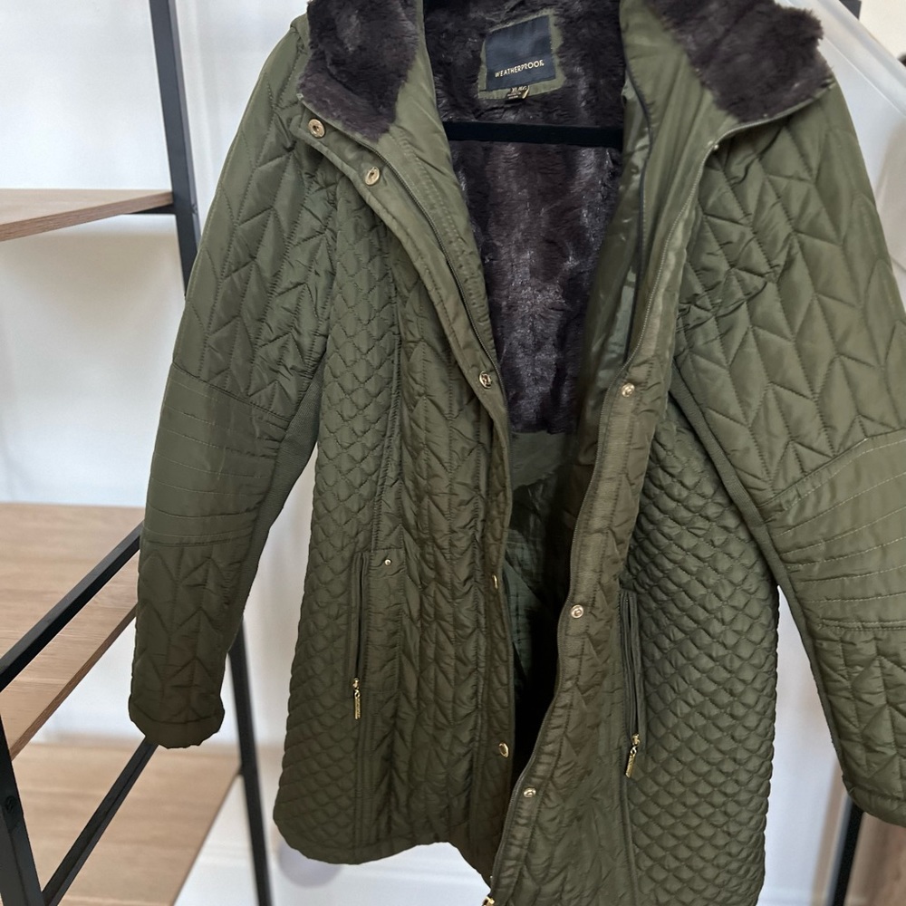 Army green fur lined coat
